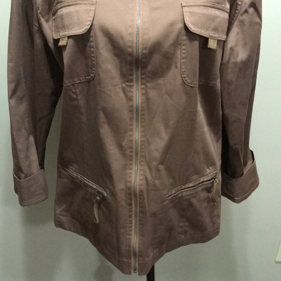 {Chico’s} Chocolate Brown Cotton Utility Jacket - Picture 7 of 9